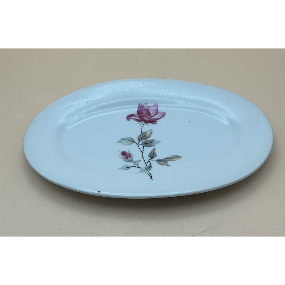 Vtg 1950s Grantcrest Japan Royal Rose Small Oval Fluted Underplate Crane Mark